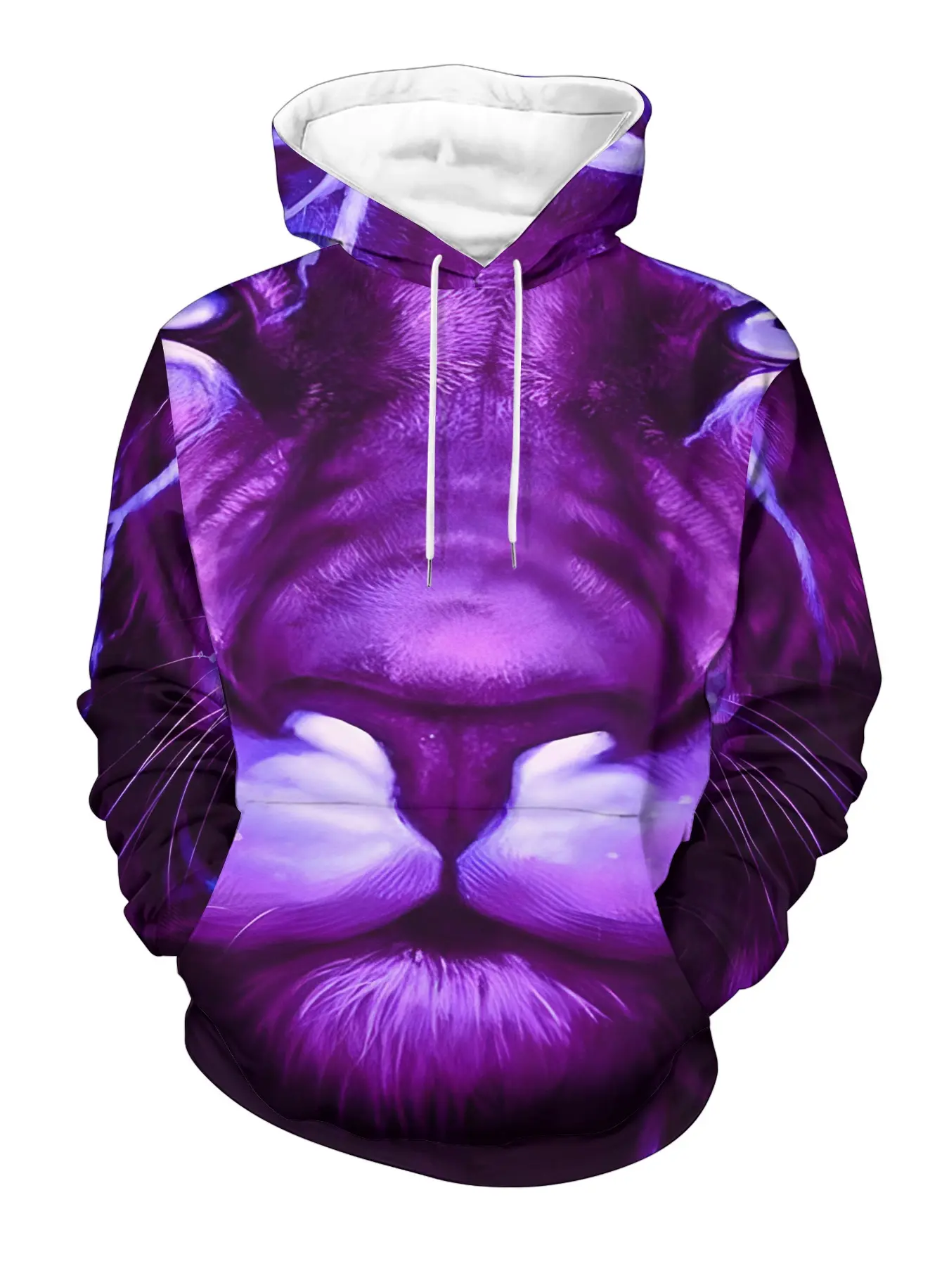 Men's hoodie, Purple Flame Cheetah 3D printed men's hoodie, gradient animal texture hoodie, loose and slimming coat