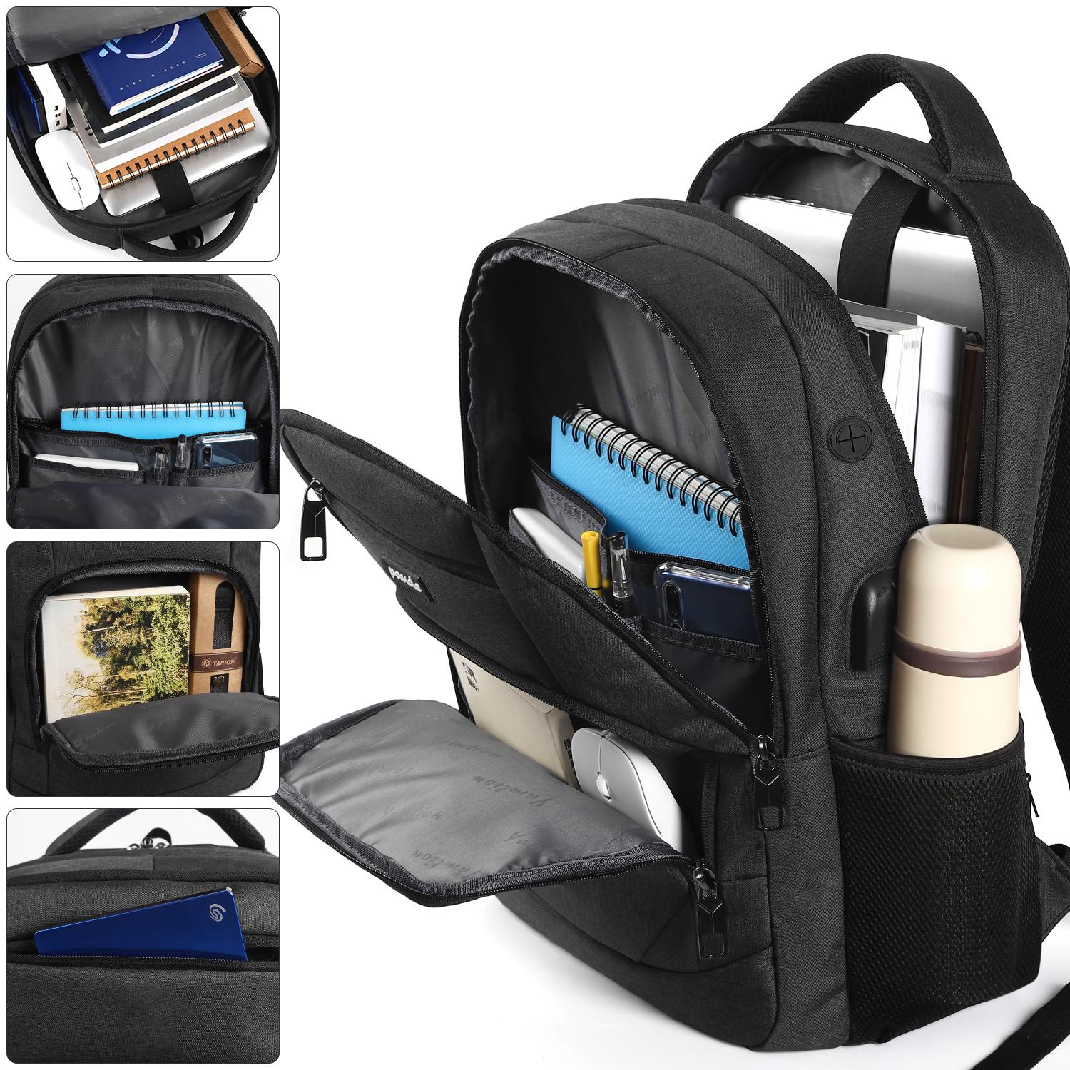 Large Capacity Business Laptop Backpack for Men | Breathable Work Backpack with Multiple Pockets & Reflective Strips   with USB & Headphone Jack | Water Resistant Anti-theft Travel Backpack with Luggage Strap