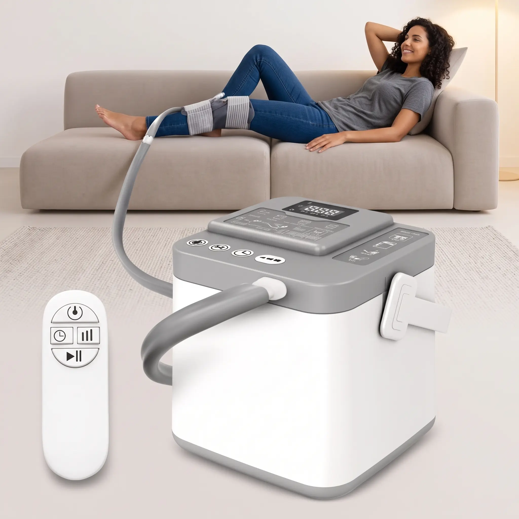 Cold Therapy Machine, Programmable Timer Knee Ice Machine with Quiet Pump, Ice Therapy Machine for Knee, Shoulder, Ankle, Leg and Hip