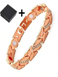 Magnetic Bracelets for Women Adjustable Titanium Steel Magnetic Bracelet with Strength Magnets Sizing Tool Pretty Bracelet (Crystal & Love) Exquisite Trendy Bracelet