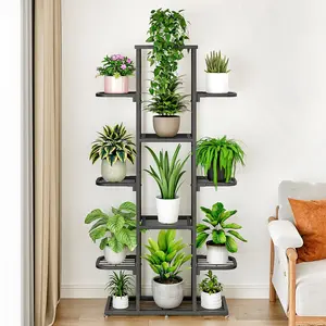 GARVEE Metal Plant Shelf with 7 Levels, Multi-level Plant Stand, Flower Bench, Plant Ladder, Indoor Standing Shelf, Garden, Balcony, Decoration, Gray Color