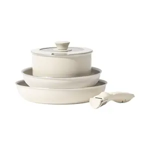 Redchef Non Stick Pots and Pan Set, Ceramic Cookware Set with Removable/Detachable Handle, Nonstick Induction Cooking Pan Set-Stackable for RV Camping, Non Toxic PFAS PFOA Free, Dishwasher Oven Safe