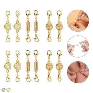 12 PCS Magnetic Extenders for Bracelets and Necklaces with Lobster Clasp Stainless Steel Charm Pendant Ideal Gift set for Women Girls Seniors