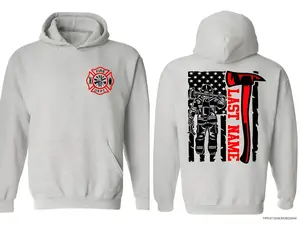 Fire Dept Custom Hoodie, Axe & Flag Graphic, Red Line First Responder Sweatshirt For Men and Women, Shirts Men, Men's Top