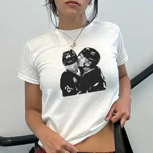 Heated Rivalry Hockey Baby Tee - Hollander & Rozanov Kissing, LGBT Love Shirt, Romance Movie Fan Gift, Booktok Bookish Reader Lover Cute Y2k Clothes Aesthetic Top Gift for Girl Women Daughter Her