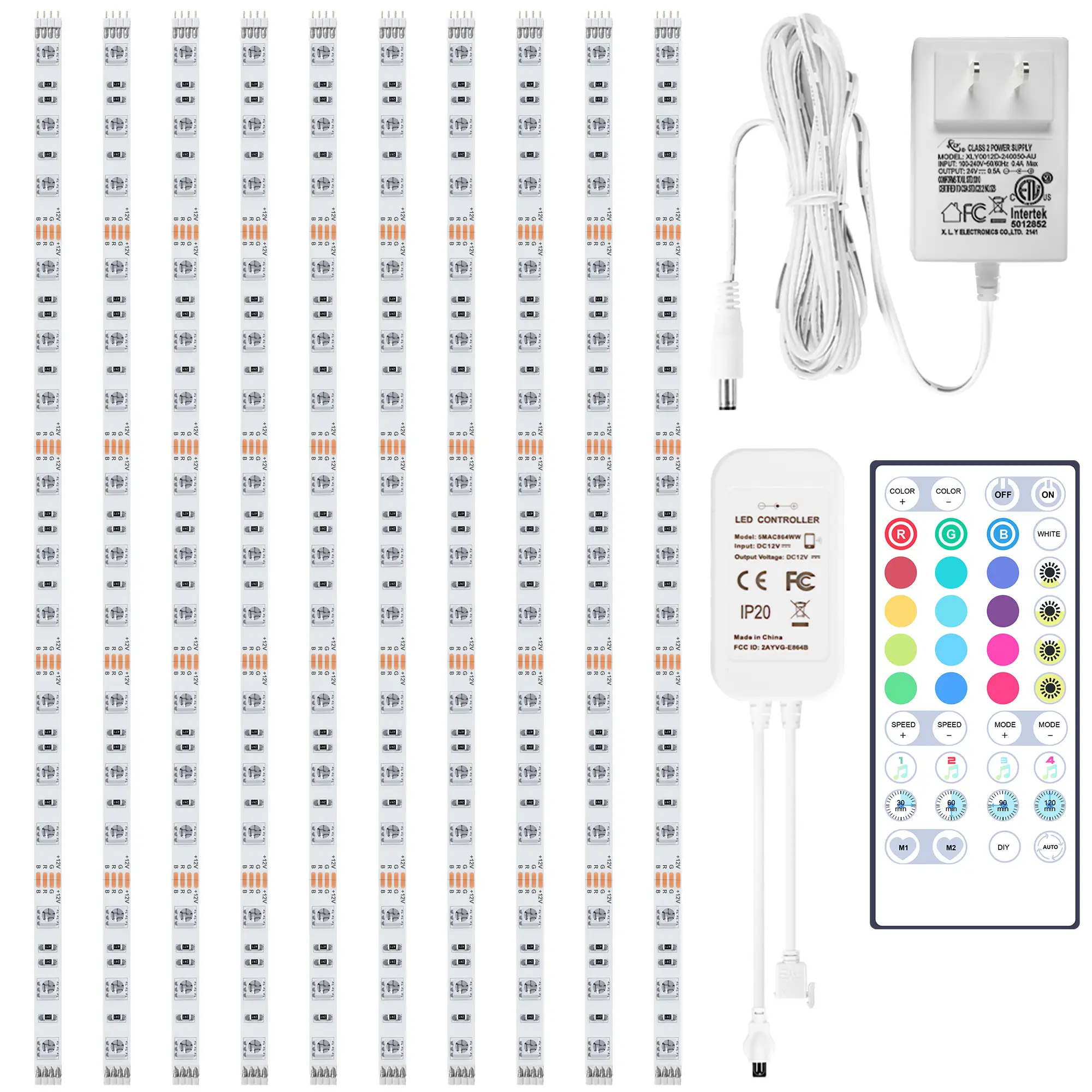 10 Pieces Smart Rgb Under Cabinet Light Kit, App and Remote Control, Music Synchronized Color Changing, Timer, Dimmable, With Power Adapter, Suitable for Cabinets, Counters, Shelves, Bookcases (500cm/96.85inch) kitchencabinet lighting