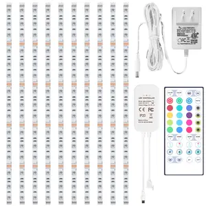 10 Pieces Smart Rgb Under Cabinet Light Kit, App and Remote Control, Music Synchronized Color Changing, Timer, Dimmable, With Power Adapter, Suitable for Cabinets, Counters, Shelves, Bookcases (500cm/96.85inch) kitchencabinet lighting