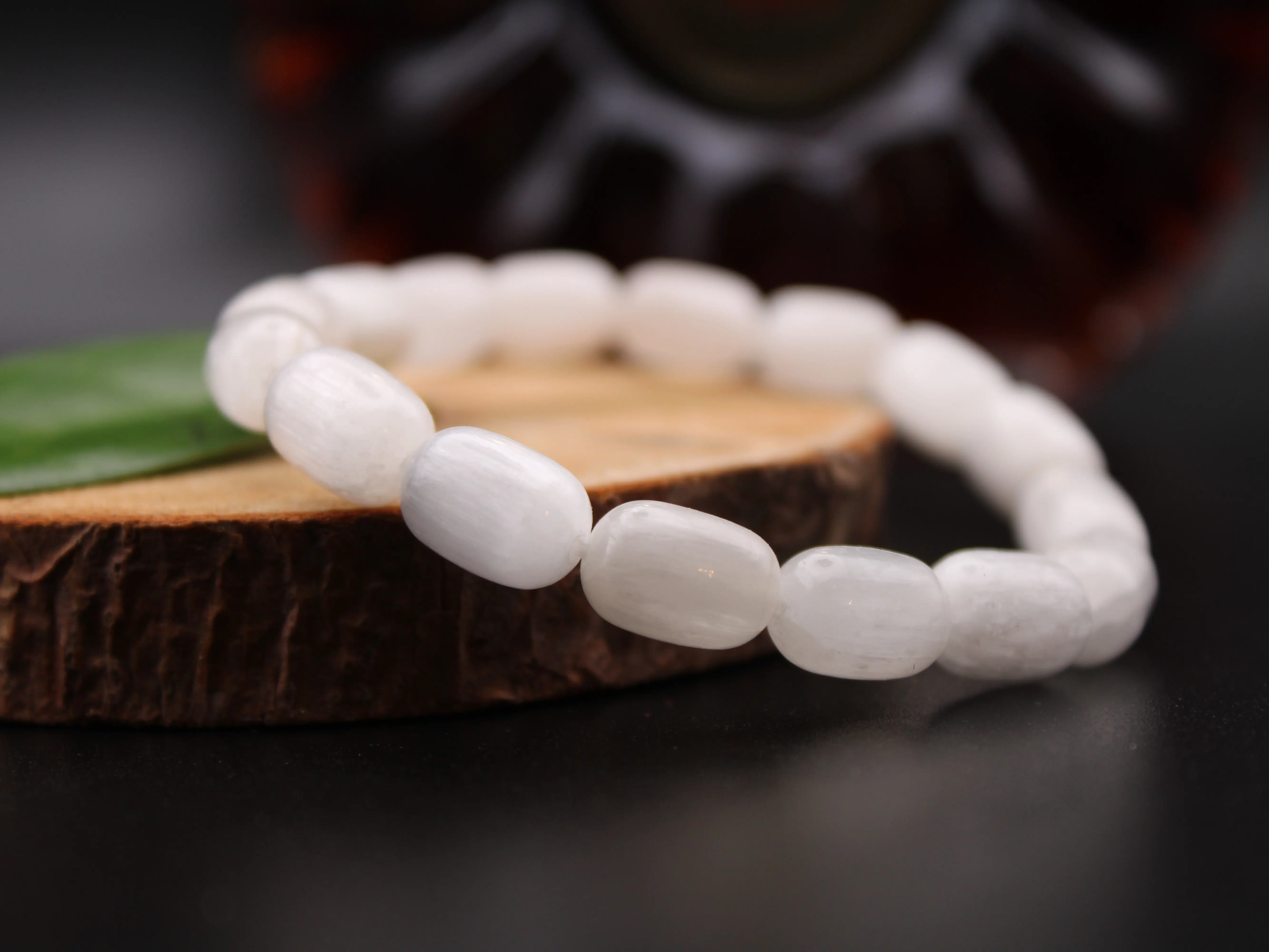 Natural Selenite Crystal Bracelet, 8mm Handmade Beaded Stretch Gemstone for Healing & Cleansing - Jewelry for Taurus, Cancer, Natural Crystal Bracelets & Anklets, Gemstone Natural Crystal Bracelets & Anklets