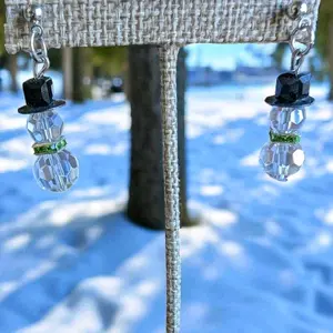 Christmas Snowman Beaded Earrings