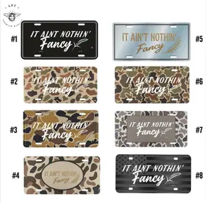 It Ain’t Nothin’ Fancy License Plate, Camo Car Tag, Funny Southern Quote Aluminum Vanity Plate, Rustic Truck Decor, Country Farm Style