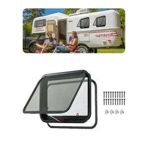 VEVOR RV Exit Window, 30 Wx 20 H Tinted RV Window with Net Screen and Trim Ring, Fit for 1 1/4 - 1 13/16 Thickness Wall, RV Window Replacement for Teardrop Cargo Trailer Camper, DOT Approved