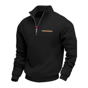 Men's Half - Zip Pullover with Contrast Zipper & Pocket - Stand - Up Collar, Ribbed Trim, Athletic Fit. Designed for All Day Wear in Casual & Light Outdoor Settings, Suitable for Urban Commutes, Weekend Walks & Adventures. Half Zip Sweatshirts
