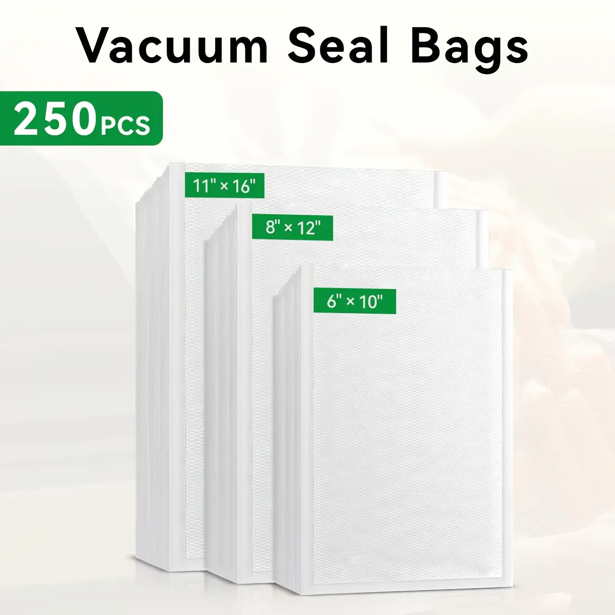 250pcss of 250pcs Vacuum Sealer Bags for Food Storage, Free from BPA, Suitable for Preserving Food, Meal Preparation, And Compatible with Vacuum Sealing Machines