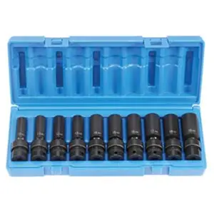 212 MAIN Grey Pneumatic GY1210UMD 3/8" Drive 10-Piece Deep Universal Metric Socket Set, Universal Size, for Metric Fasteners, Deep Sockets