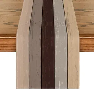 Brown Retro Rustic  Texture Table Runner, Seasonal Spring Kitchen Dining Table Decoration for Home Party Decor 13x60 Inch