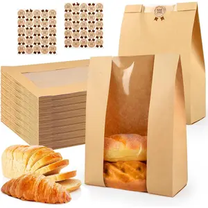 30 count Bread Bags for Homemade,  Sourdough Bread Bags with Window for Baked Paper Packaging with Sealing Stickers Bakery Cookie  Snack Storage Large  Paper 13.7x8.2x3.5 inch