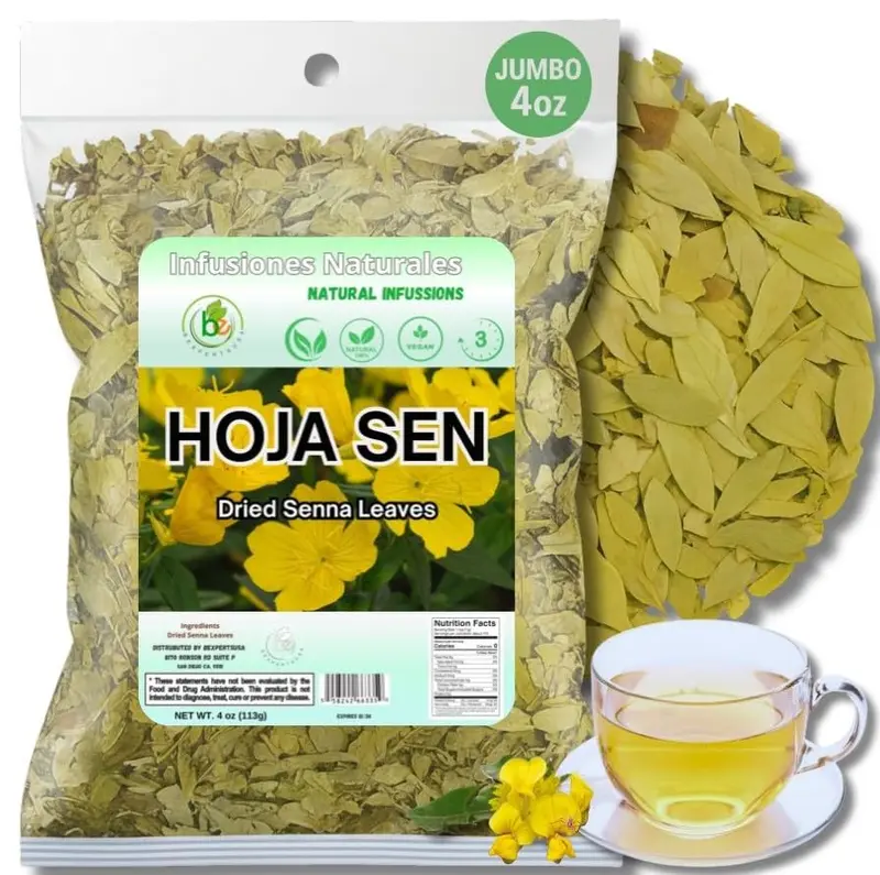 VIRAL Hoja de Sen Té (Senna Leaf Tea Natural) Net Wt. 4 oz (113g) - 100% Natural, Vegan