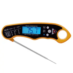 TwinTech Wireless Digital Meat Thermometer for Cooking, Battery Powered with Waterproof Probe for Grilling, Smoking, Steak, Poultry, Precise Temperature Control, Backlit Display, Auto-Off, and Wide Temp Range - Tangerine