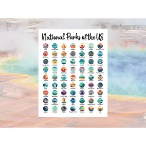 NEW! 63 National Park Checklist Poster / National Park Poster