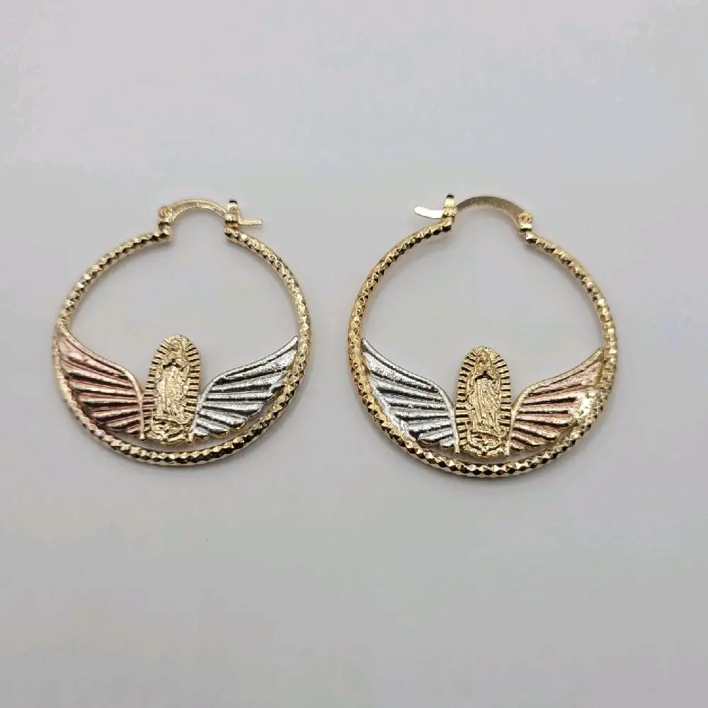 Beautiful Hoop Earrings  Virgin Guadalupe 35mm Laminated Gold Fashion Jewelry for Women Versatile Stylish Accessory