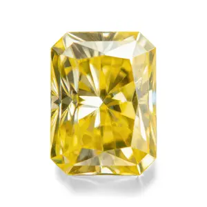 SANMU Fancy Vivid Yellow Radiant Cut Synthetic Moissanite Stone  Loose Diamond 1-4Carats D Color VVS1 Clarity GRA Certified for Jewelry Making Rings Necklaces Pendants Earrings