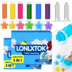 6 toilet cleaning gels that prevent limescale and stains, with a refreshing fragrance. Includes dispenser and gel. Suitable for cleaning toilets, bathrooms, kitchens, and sinks in RVs and homes. An essential item for a fresh and clean home and bathroom.