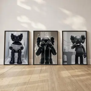 Black Hypebeast Toys Bathroom Wall Art; Urban Wall Print