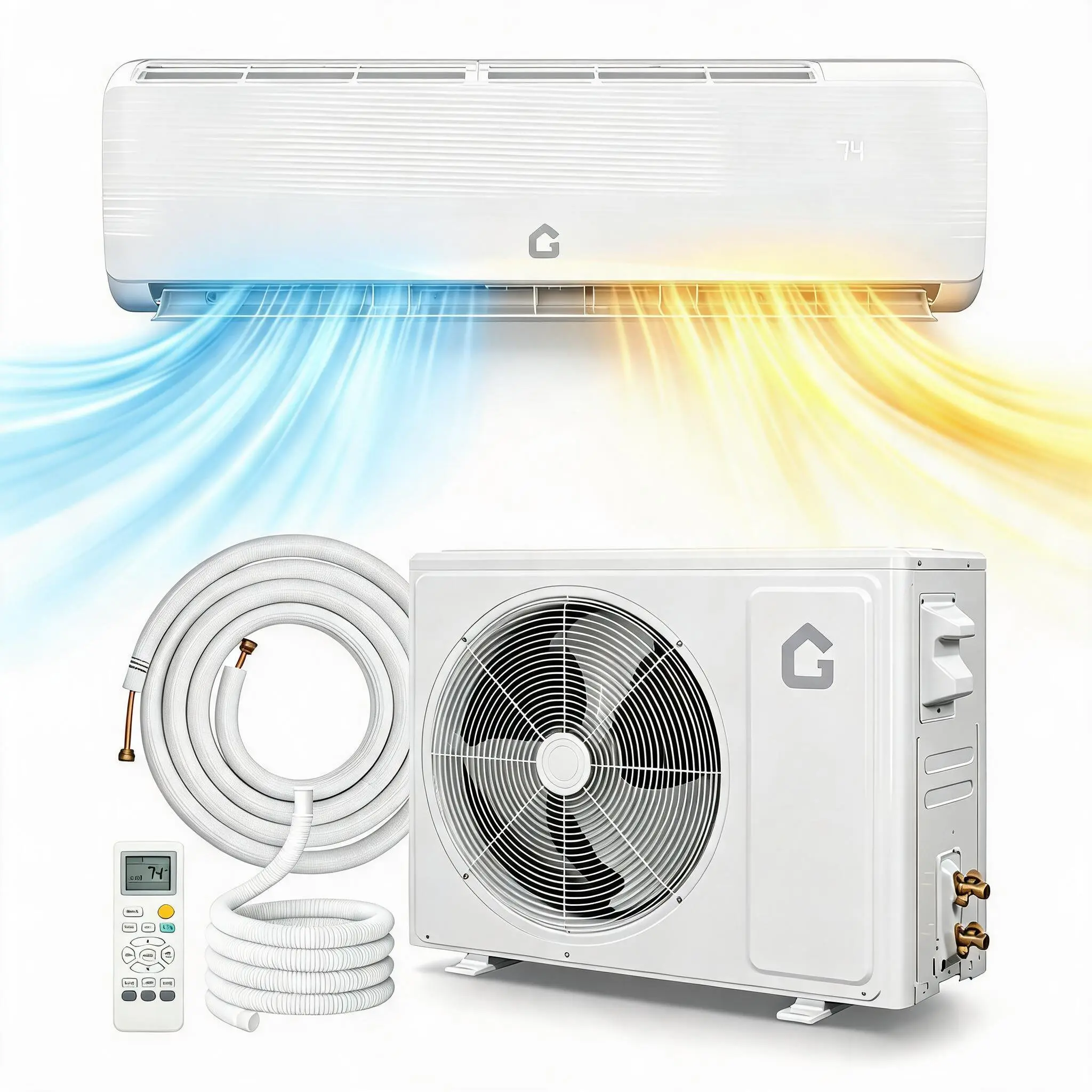 Garvee 11500/17000 BTU Mini Split AC/Heating System, 115/230V WiFi Enabled Wall Mounted Air Conditioner, Energy Efficient Heat Pump, Cools Up to 1250 Sq.Ft, Complete Installation Kits Included