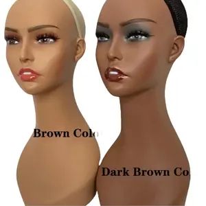 17"  Realistic Mannequin Head Doll for Wig Extension - Brown or Beige