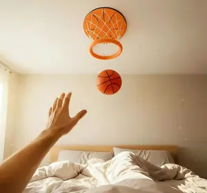 Mini Basketball Hoop Indoor Toy, Ceiling Mounted Basketball Game for Kids, Fun Sports Hobby Play Set, Portable Wall Mount Shooting Game Toy for Boys Girls Home Bedroom Leisure Entertainment