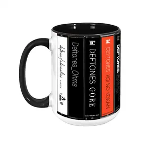 Deftones Cassette Tape Mug, Retro Album Spines Coffee Cup, Nu Metal Alt Rock Fan Gift, White Pony Music Decor