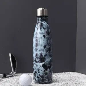 Stainless Steel Marble Texture Coca-Cola Bottle, Premium Ink Marble Design, Long-Lasting Temperature Lock, Leakproof, Portable for Golfers