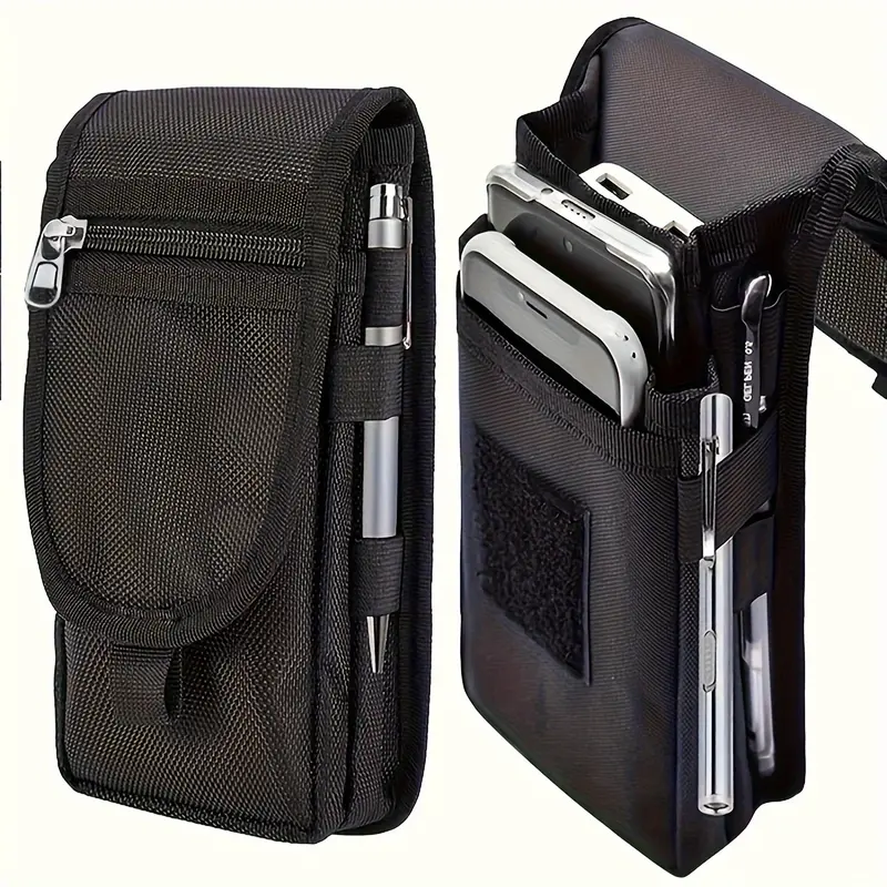 1PC Durable Multi-Functional Men's Tactical Waist Pack | Secure Zippered Pockets, Waist Slip Pocket for Phone, Cards, and Accessories with Multiple Compartments | Nylon & Velvet Lining | Ideal for Outdoor Activities | Hand Washable | Stylish Black