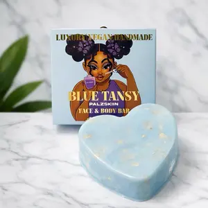 PALZSKIIN Blue Tansy & Oat Gentle Facial & Body Cleansing Bar – Sulfate-Free Sensitive Skin Soap with,Oatmeal & chamomile  for Daily Moisture & Soft Skin