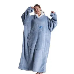 Msrlassn Oversized Hoodie Blanket for Women Men Adults Wearable Hooded Sweatshirt Pullover, 1 Pcs Wearable Blankets Hoodie Super Soft Warm Cosy Sweatshirt with Big Pocket Christmas Gifts Valentine's Day Gift Cozy Hooded Blanket