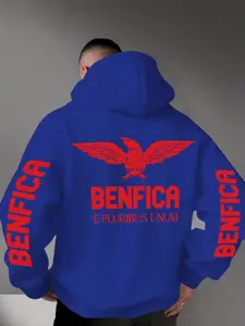 Men's Graphic Hoodie Sweatshirt, Soft Stretch Knit Fabric, Casual Fitted Design, All Seasons Wear, Fun Style, Essential for Young Men, Casual Hooded Sweatshirt