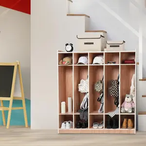Works 5 Section Classroom Coat Locker Glazed Finished Daycare Cubby with 4 Casters 10 Cubbies for Classrooms for School Kindergarten Organizer Wardrobe