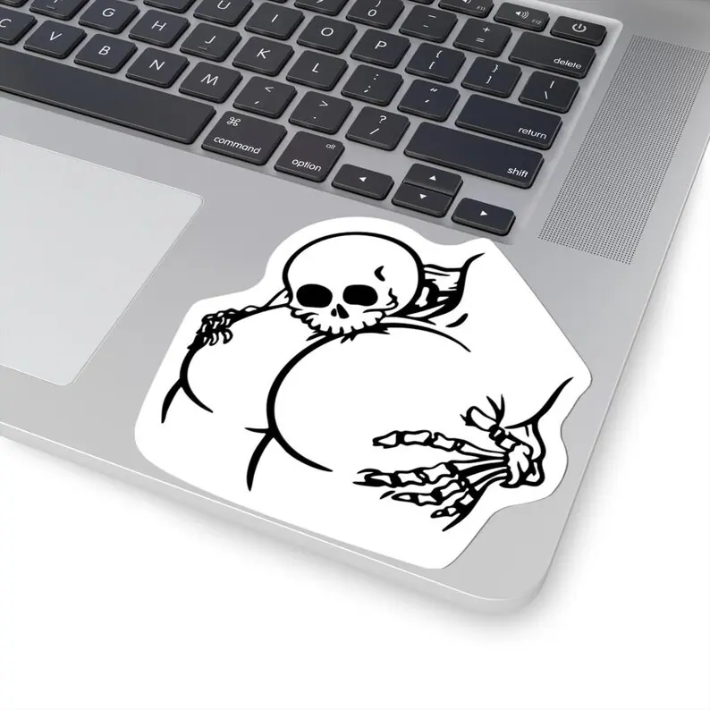 Skeleton Bites Butt Sticker, Skeleton Vinyl, Sassy Sticker Design, Funny Erotic Sticker