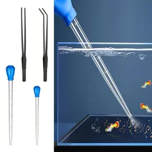 2PCS Aquarium Coral Feeder with 2PCS Stainless Steel Feeding Long Tweezers Syringe Spot Coral Feeder Reptile Feeding Tools for Aquatic Plant Reef Anemones Lionfish