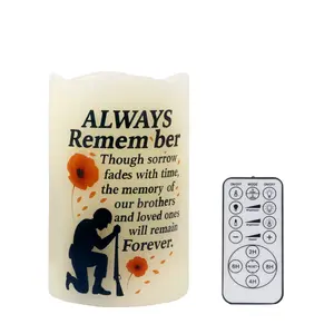 Independence Day Flameless Candle with US Flag Projector, Patriotic Real Wax LED Candle with Declaration of Independence Text, Remote and Timer