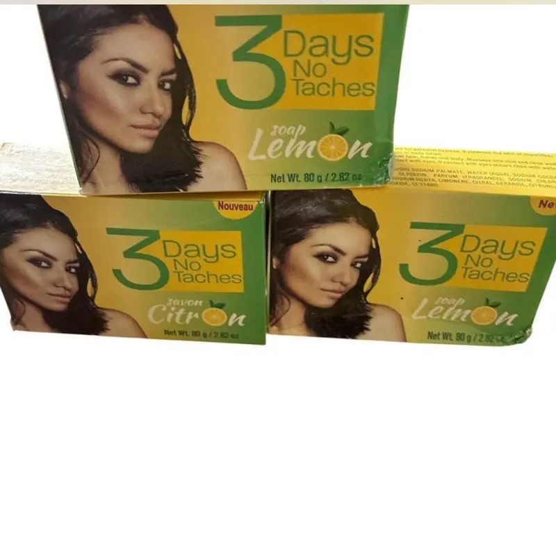 3 Days no Taches Soap Lemon (2.82oz, pack of 3) Fade dark spots, Eczema Relief, Bright Even Skin Tone