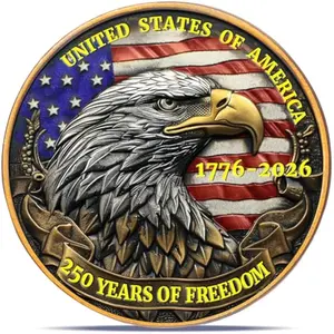 USA 250th Anniversary Commemorative Coin - American Eagle & Patriotic Symbols Collectible - America 250 Merchandise for Celebration & Gifting (1776-2026) (250 Eagle)