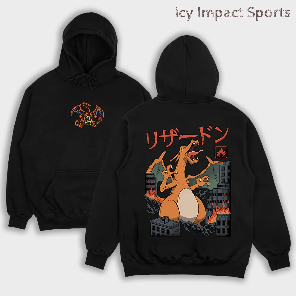 Retro Vintage Pokemon Lavender Town Charizard Mega Anime Oversized Double Printed Shirt, Anime Manga, Heavyweight Cotton, Gift For Anime Fan, Sweatshirt Manga
