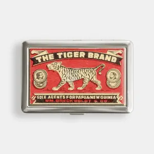 Tiger Vintage Matchbox Covers 100s or King Size Case Storage Box Card Holder Metal Wallet