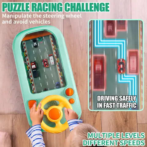 Car Racing Adventure Toy, Musical steering Wheel Racing Car Toy for Kids, Toddler Interactive  Dricing Racing Car Game Toy Learning Reaction Skills Play
