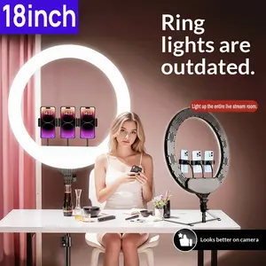 18-Inch Ring Light with 1.86m Adjustable Tripod, Video Light with 3 Mounts for Live Streaming Makeup and Vlog Cellphone Smartphone#Easter Gift