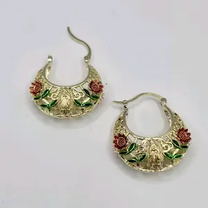Virgin Mary Beautiful Hoops Earrings - Gold-Plated Basket Style in 3 Colors non tarnish gold jewelry accessories women