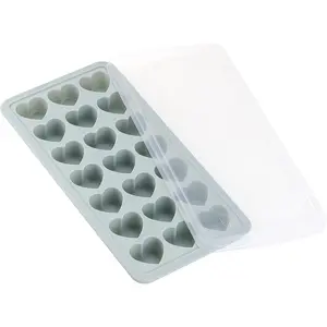 Heart Shaped Ice Cube Trays with Lid, Chocolate Mold, Easy Release Ice Trays, 21-Cavity Silicone Heart Molds for Ice Cubes, Gelatine, Baking and Candy
