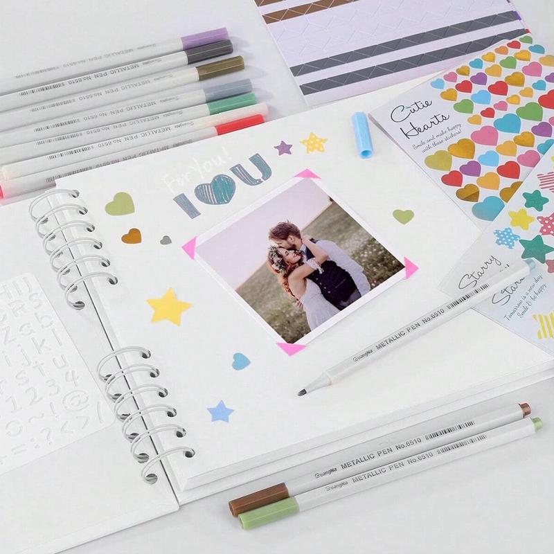 1 book 60 page (30 sheets) scrapbook album, anniversary album, meaningful DIY handmade gift, kraft paper scrapbook album for wedding guests and anniversaries, family DIY scrapbook, craft paper DIY, birthday gift (white), Scrapbook Photo Album