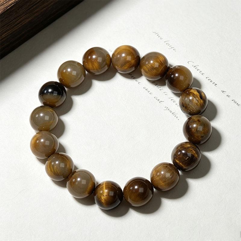 Unisex Natural Crystal Beaded Bracelets - Multi-Color Tiger Eye Jewelry with Protection Charm, Money Attraction & Good Luck, Ideal Gift for Daily Wear & Travel, Beading